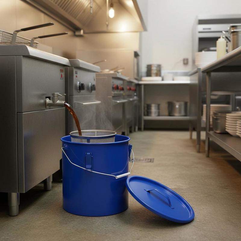 Commercial Kitchen Oil Filter - Carbon Steel Oil Storage Pail 6