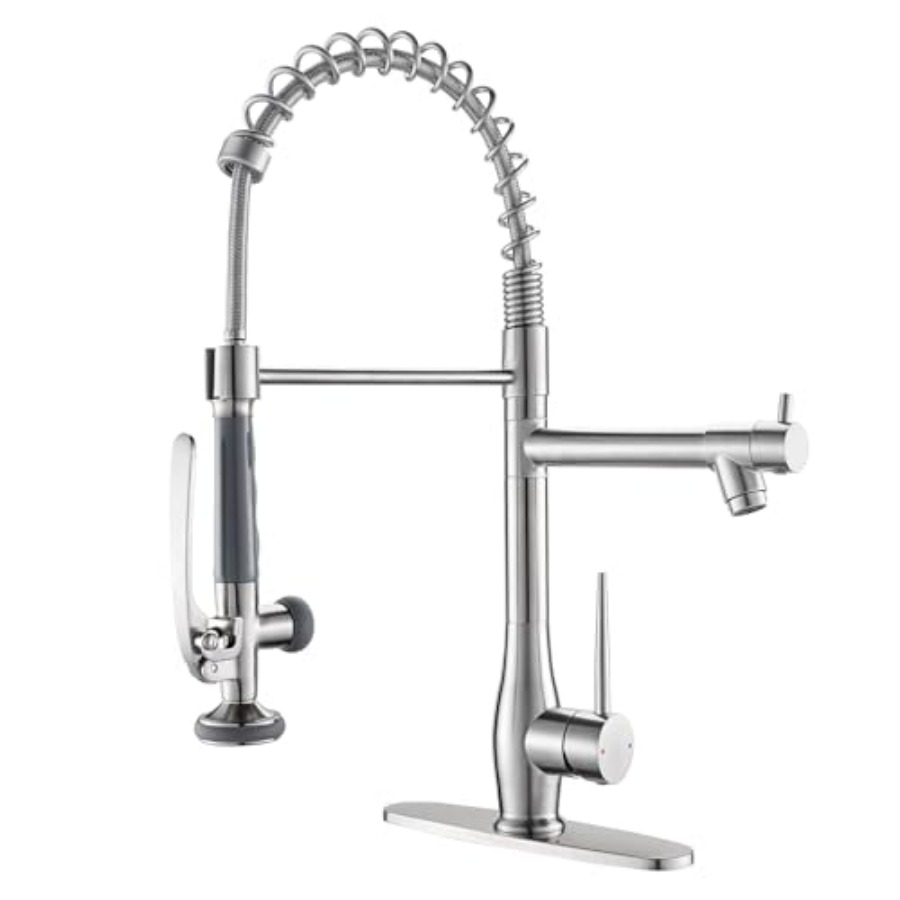 Commercial Kitchen Double Sink - Kitchen Faucet with Pull Down Sprayer