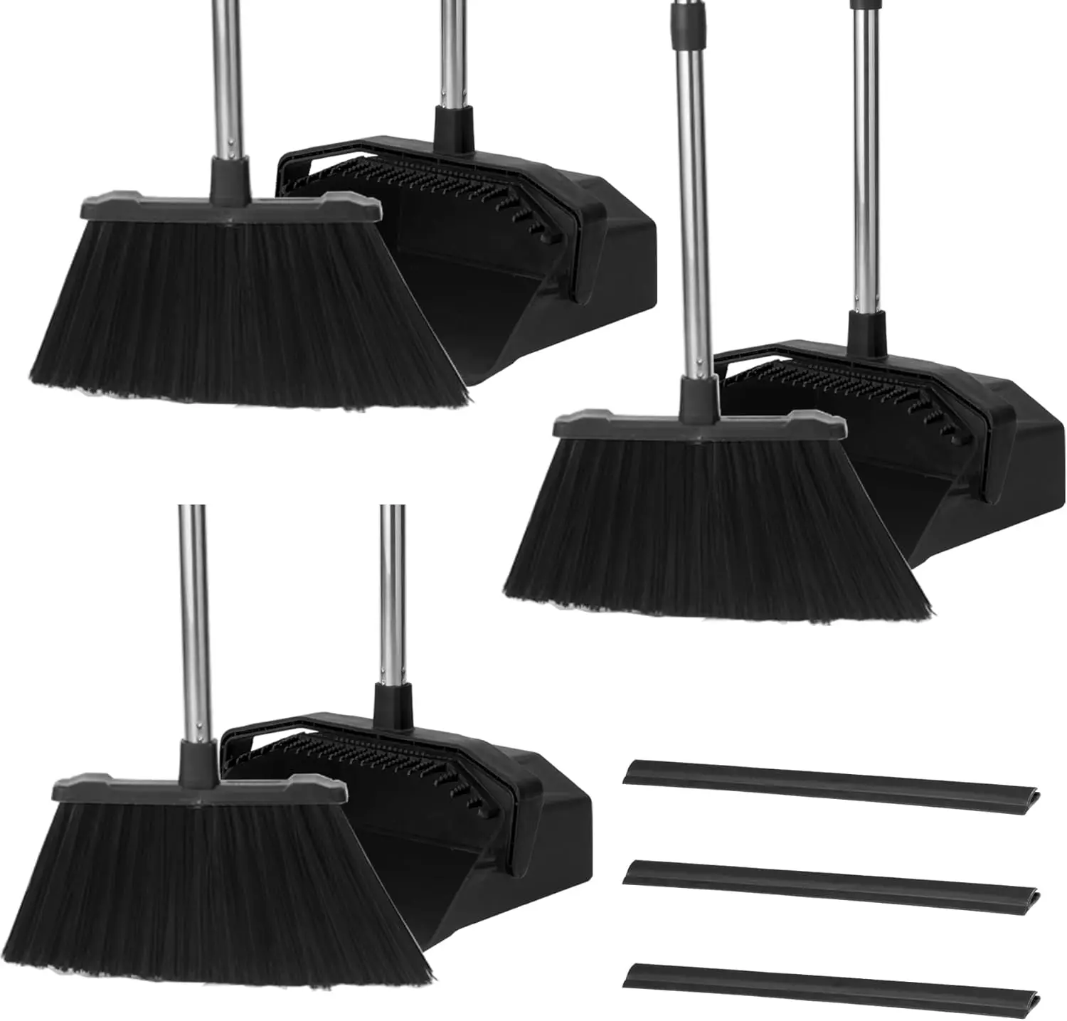 Commercial Kitchen Broom - 3 Pack Upright Broom And Dustpan