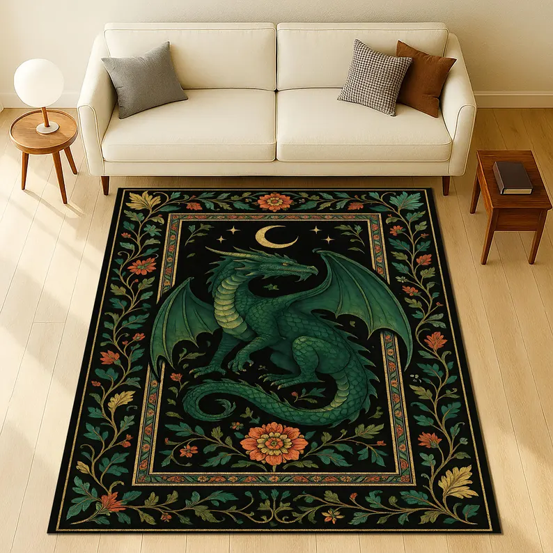 Commercial Dishwasher Table - Folk Art Dragon Theme Rug Carpet