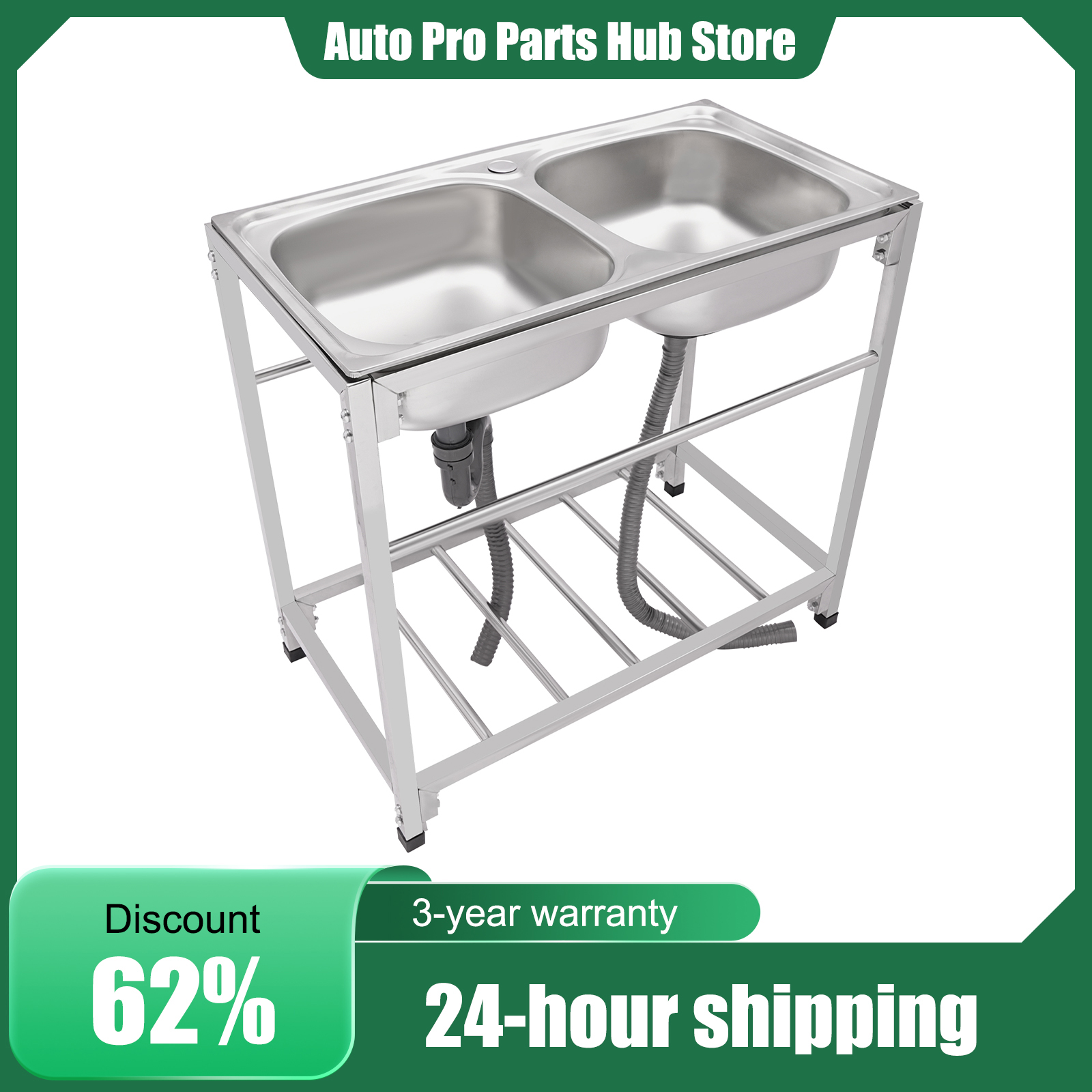 Commercial Stainless Steel Sin - Commercial Kitchen Double Sink recension och pris