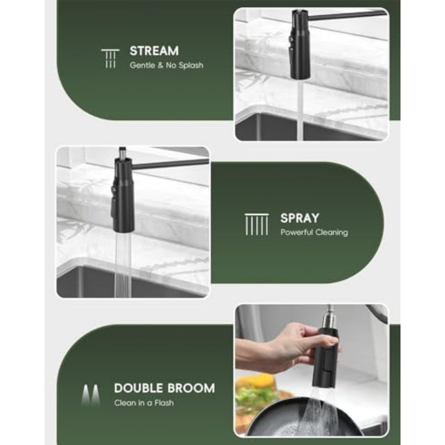 Black Kitchen Faucet with Pull - Commercial Kitchen Sprayer recension och pris