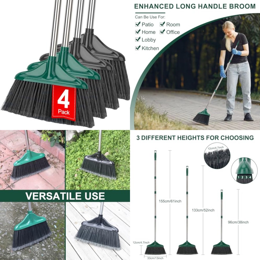 4 PCS Heavy Duty Broom Outdoor - Commercial Kitchen Broom recension och pris