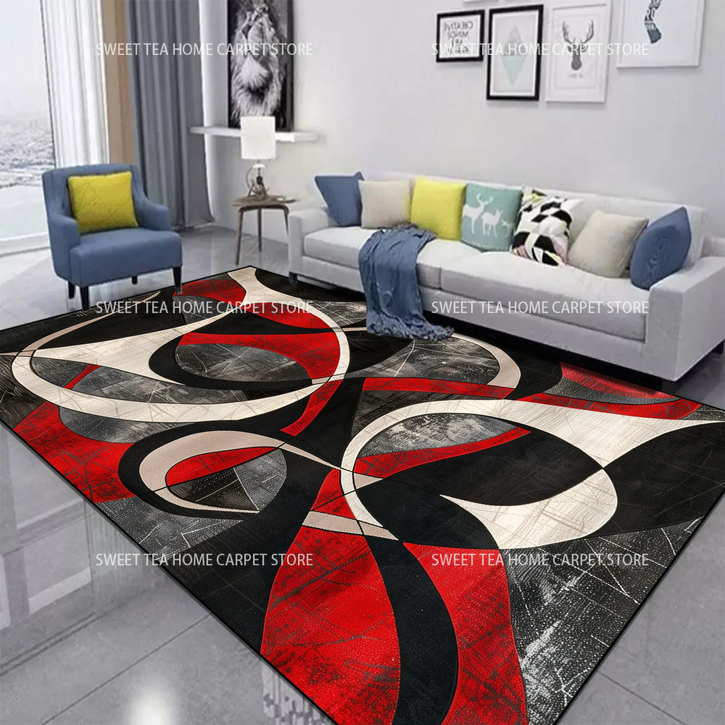 Red Black Swirl Rug Abstract C - Commercial Dishwasher Table recension och pris