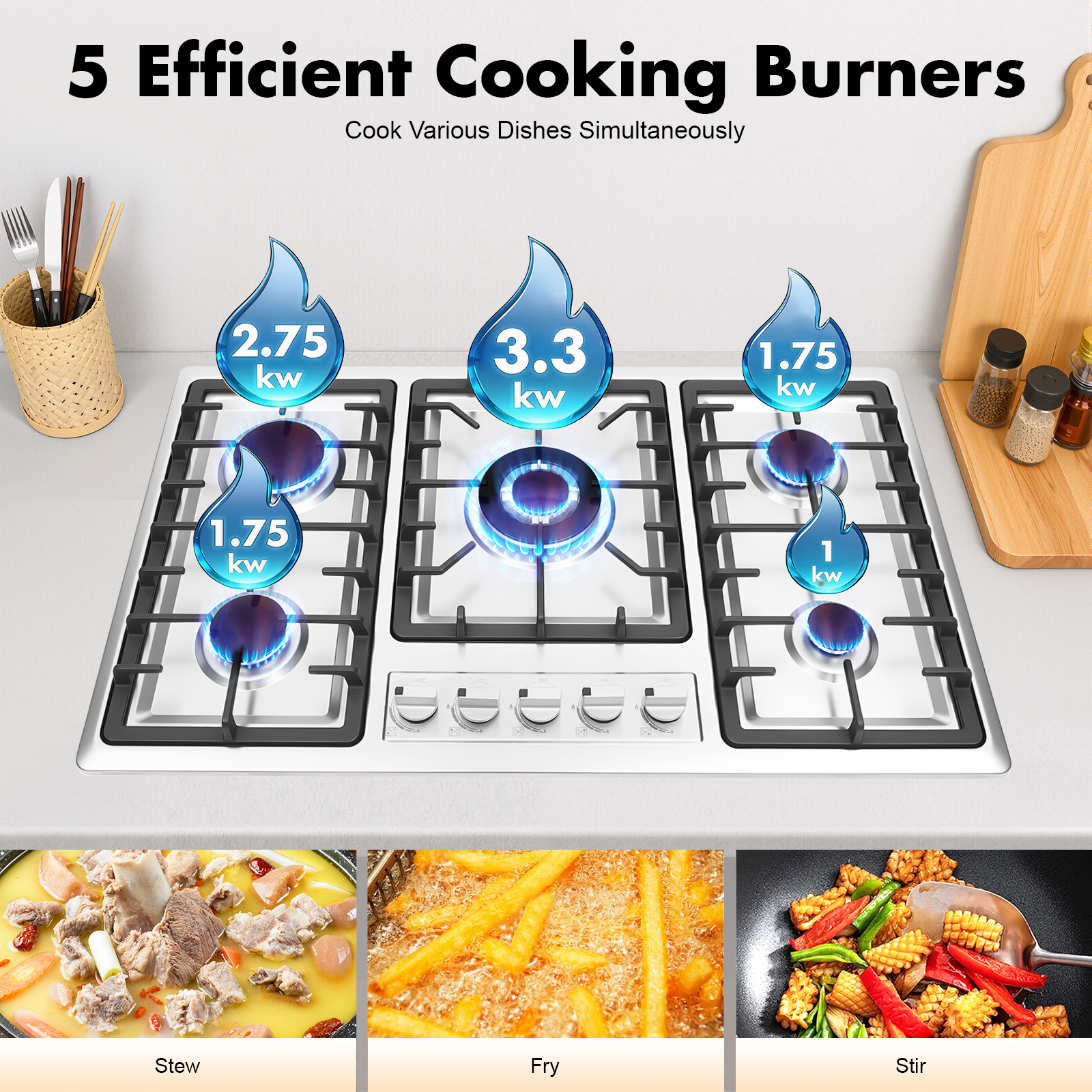 5 Burner Stainless Steel Gas S - Commercial Kitchen Stove recension och pris
