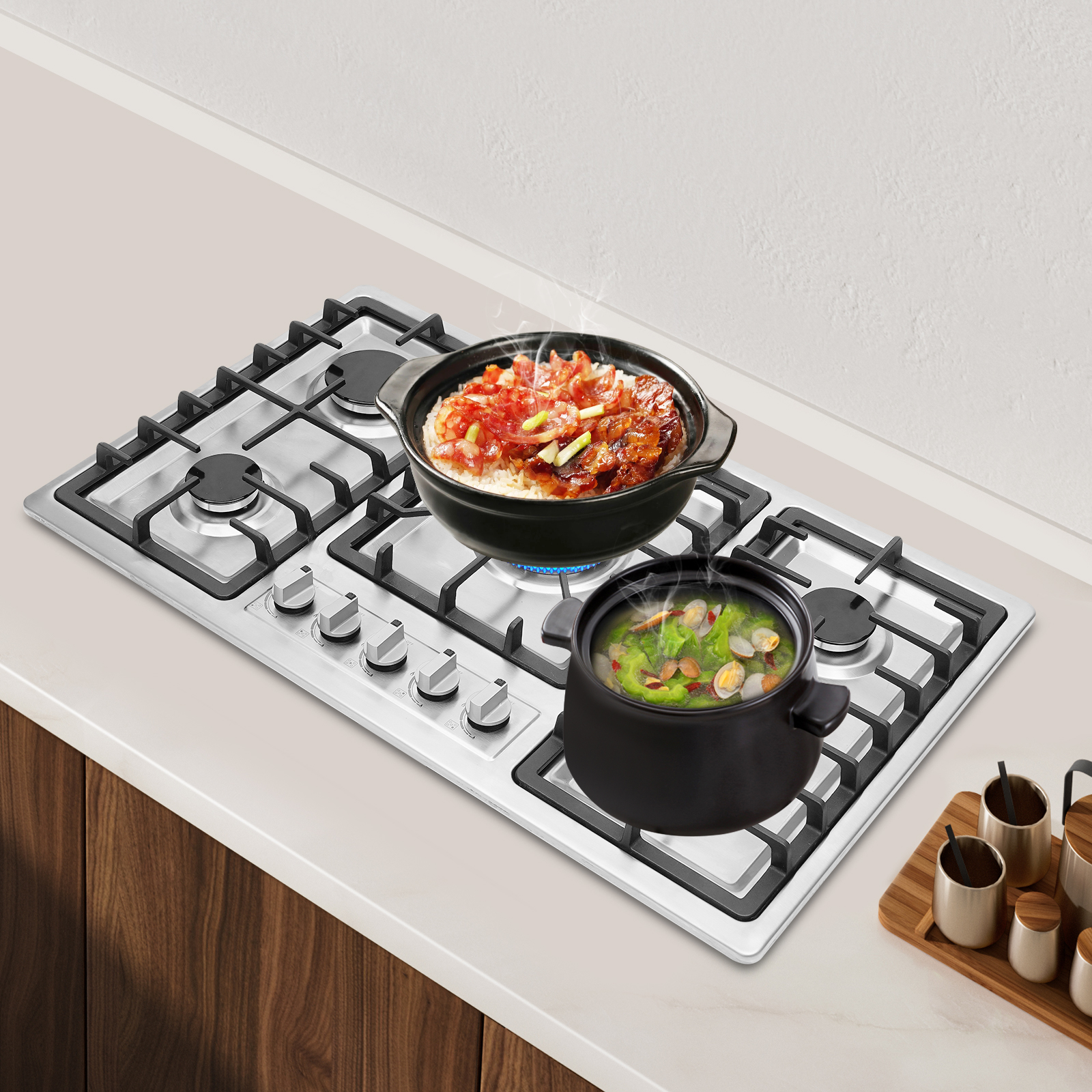 5 Burner Stainless Steel Gas S - Commercial Kitchen Stove recension och pris