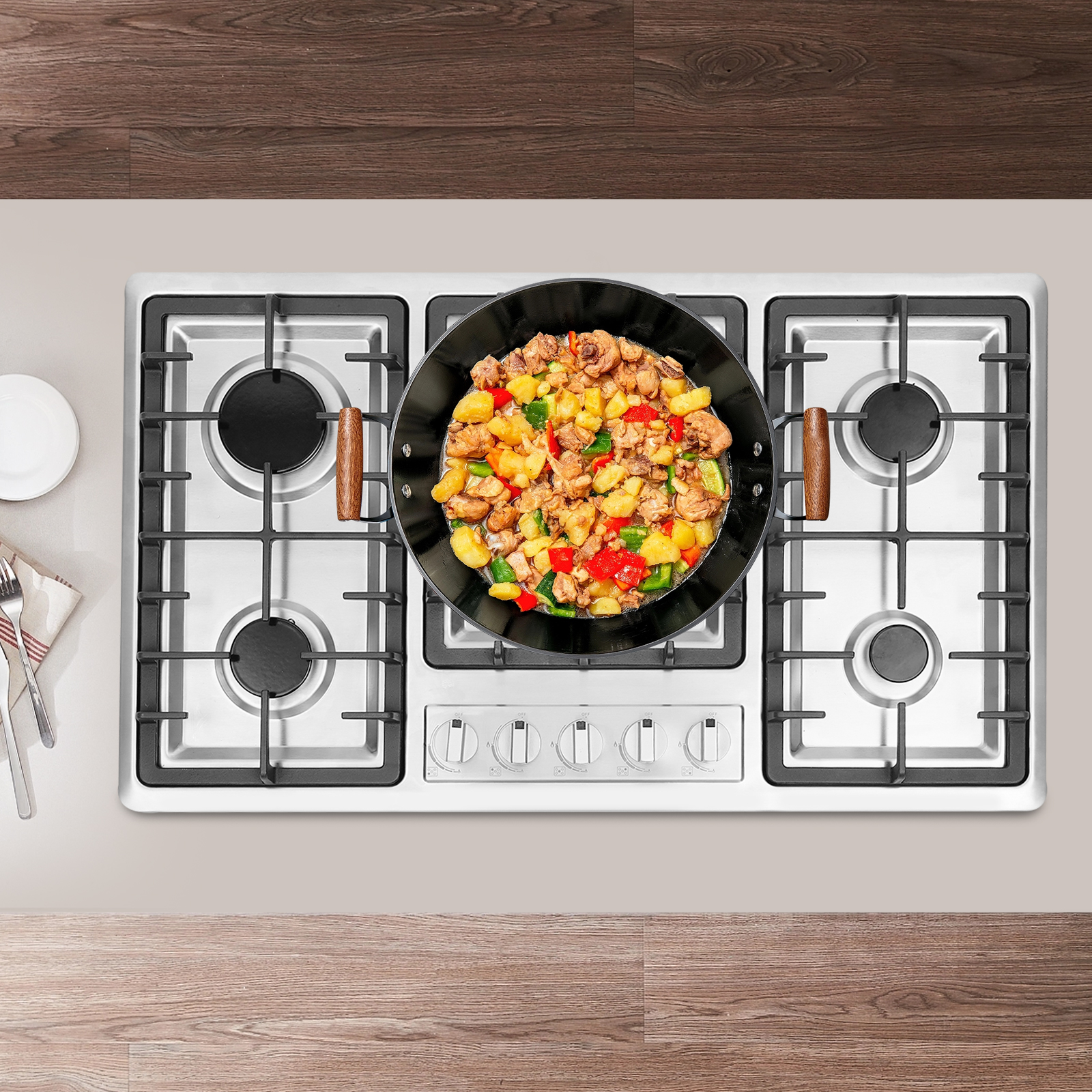 5 Burner Stainless Steel Gas S - Commercial Kitchen Stove recension och pris