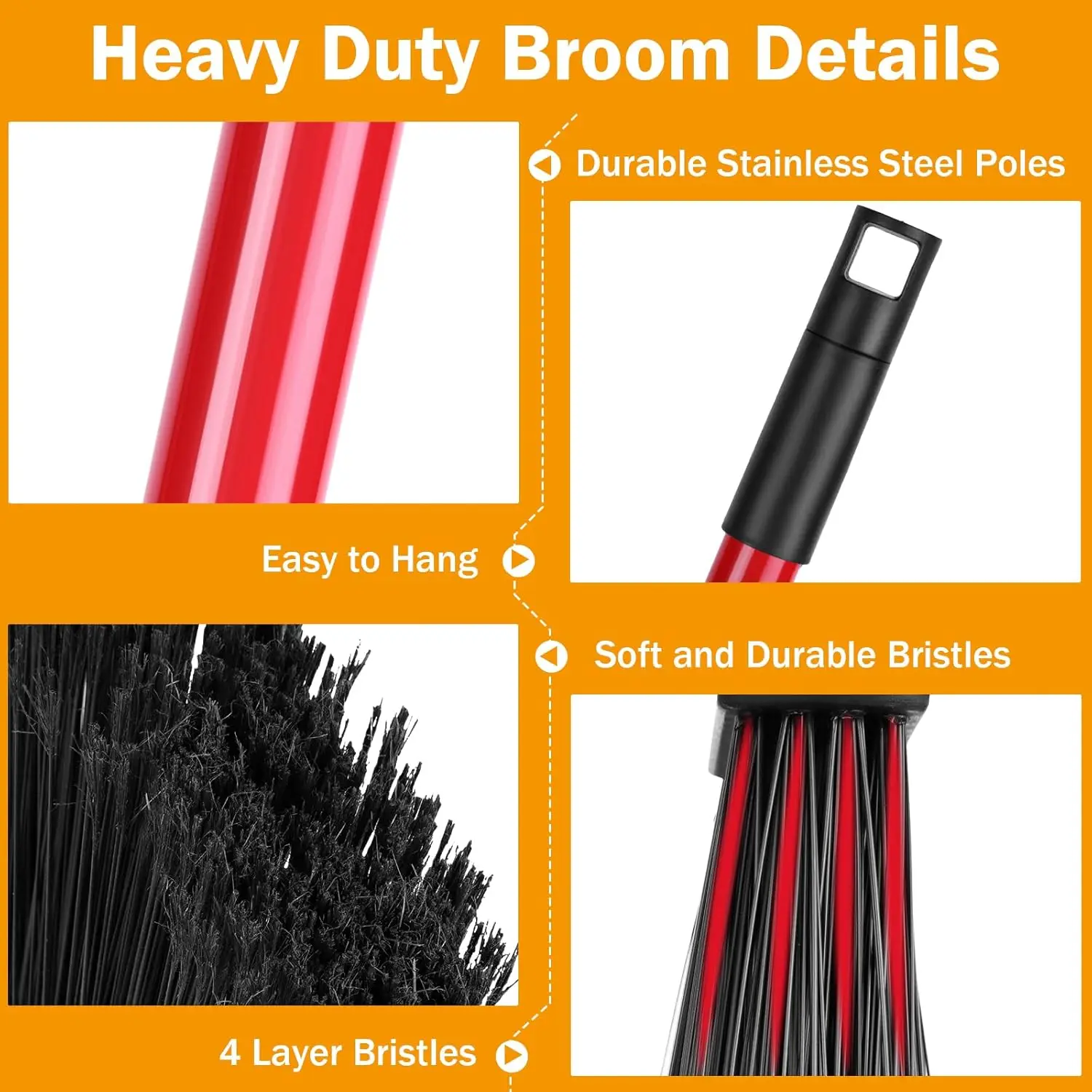Red 6 Piece Broom Dustpan Set  - Commercial Kitchen Broom recension och pris