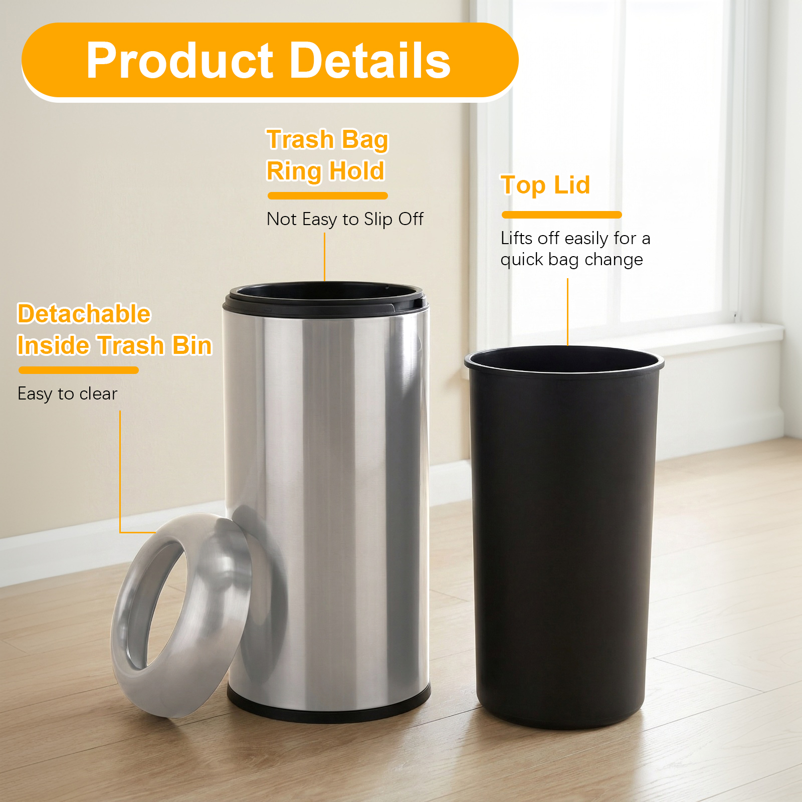 16 Gallon Open Top Tall Trash  - Commercial Kitchen Trash Can recension och pris