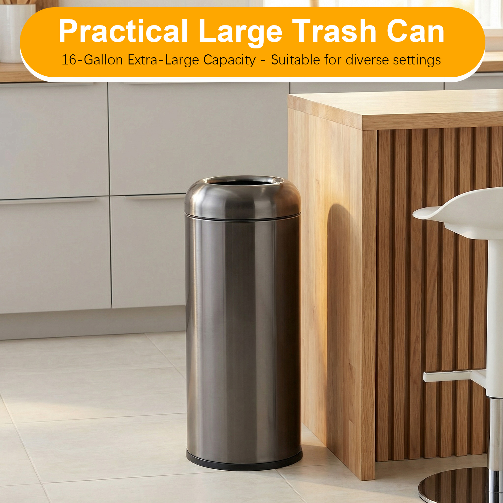16 Gallon Open Top Tall Trash  - Commercial Kitchen Trash Can recension och pris