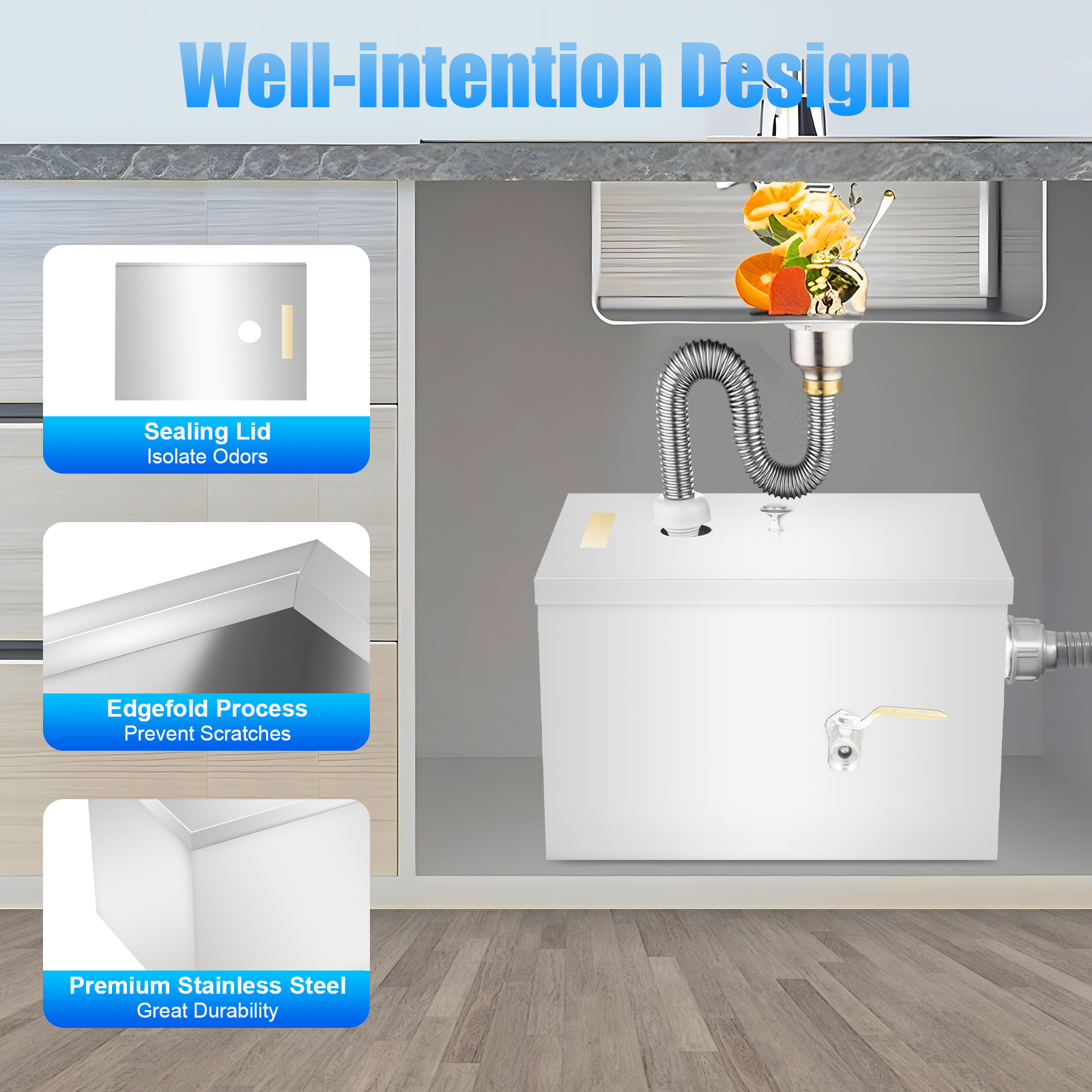 w/Drainage Pipe+Lid for Kitche - Commercial Kitchen Grease Trap recension och pris