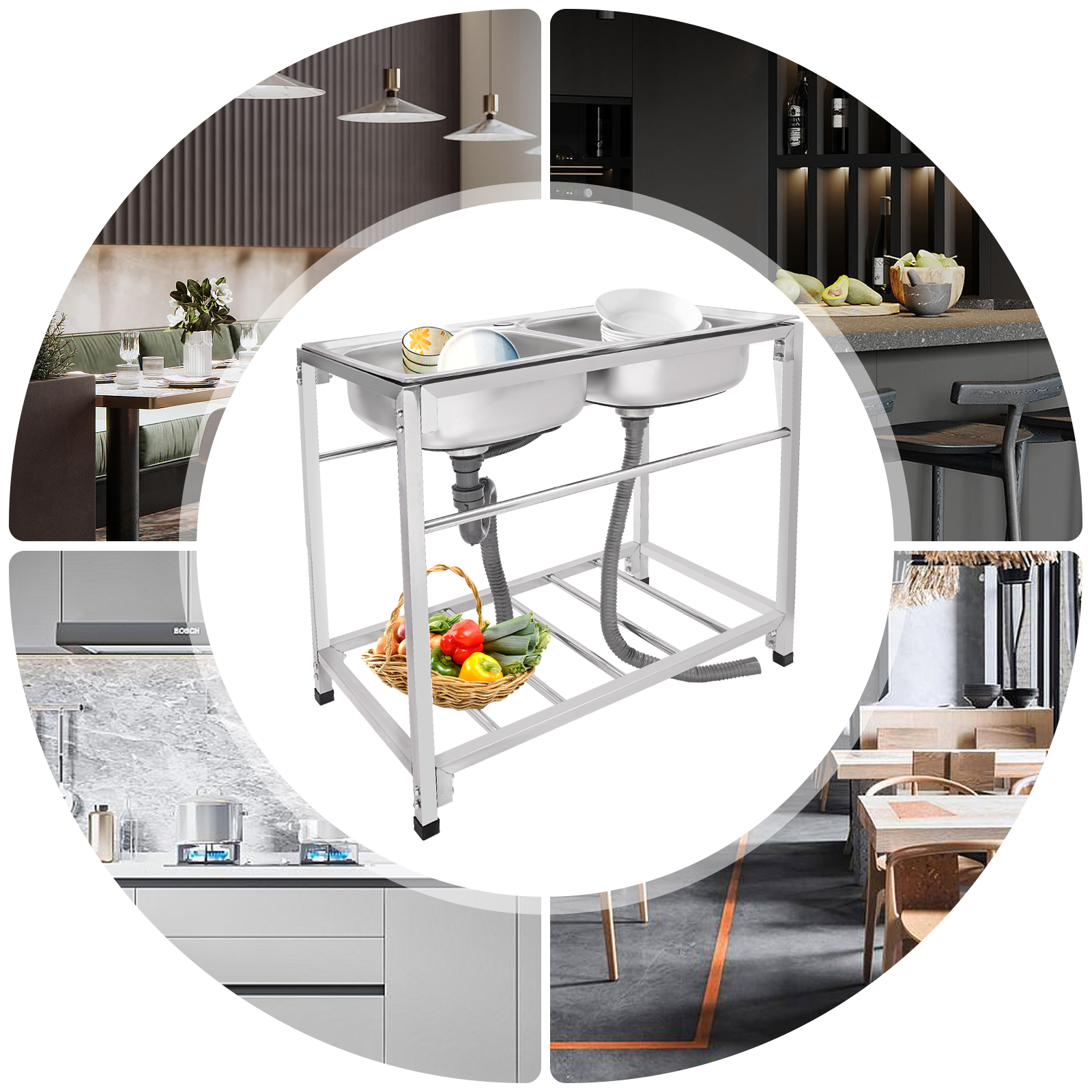 Free Standing Kitchen Commerci - Commercial Kitchen Double Sink recension och pris