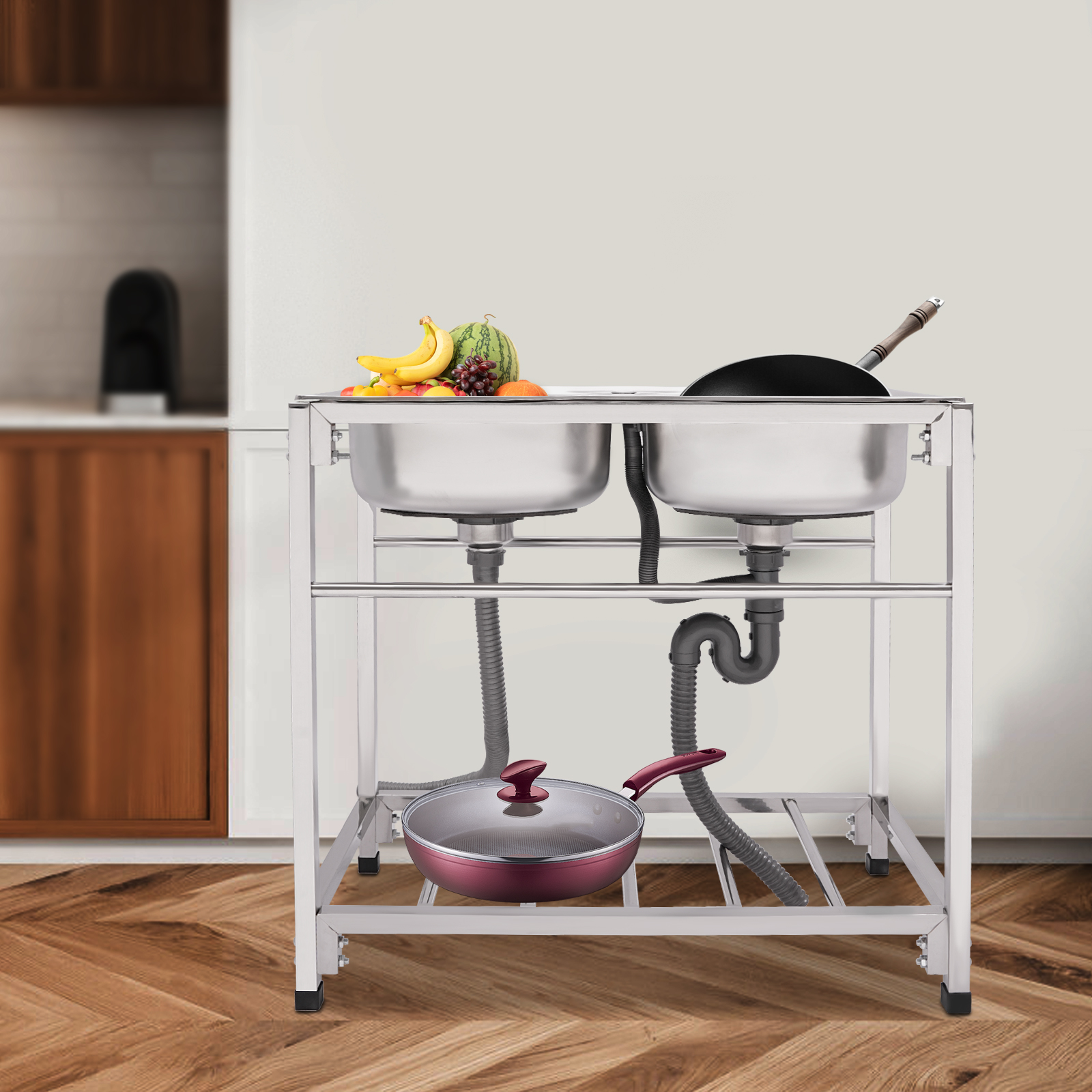 Free Standing Kitchen Commerci - Commercial Kitchen Double Sink recension och pris