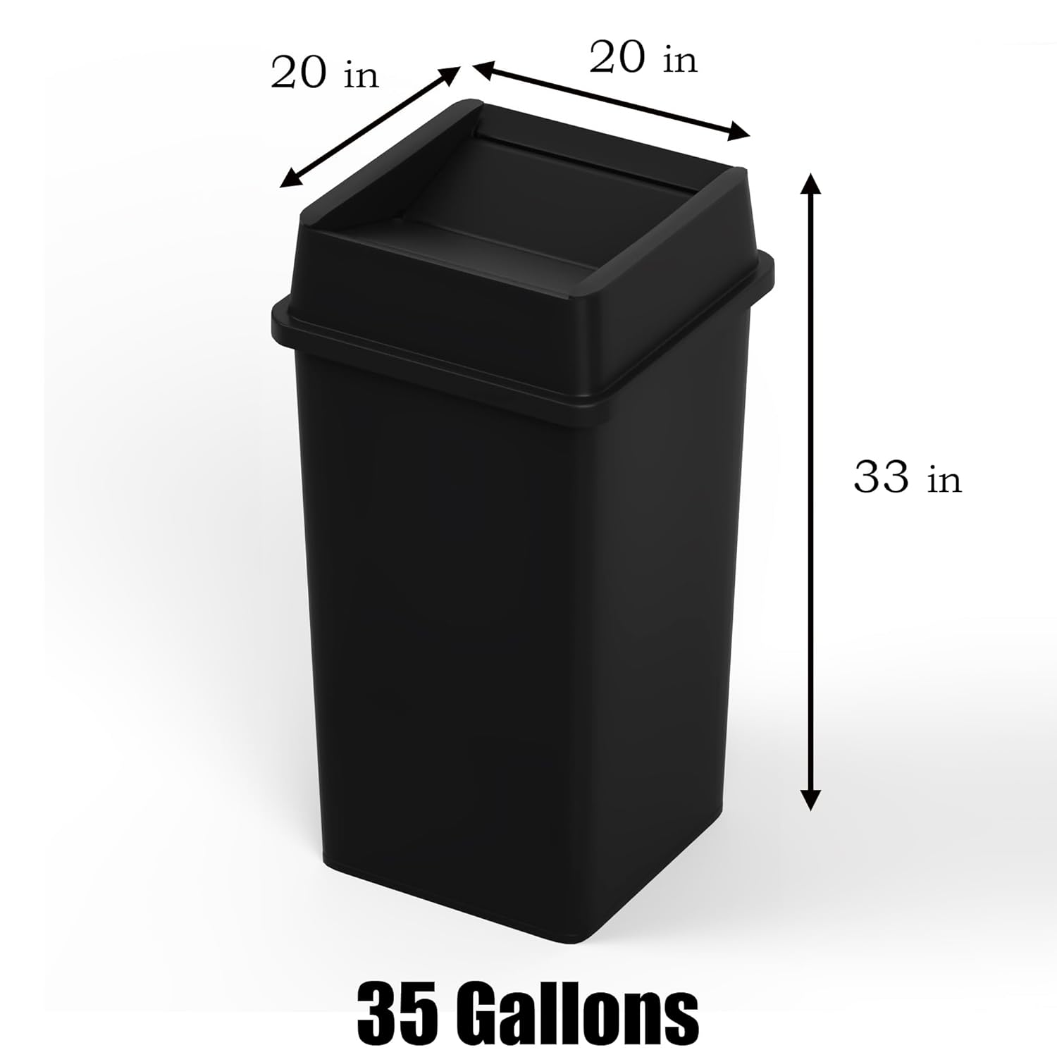 35 Gallon Black Square Commerc - Commercial Kitchen Trash Can recension och pris