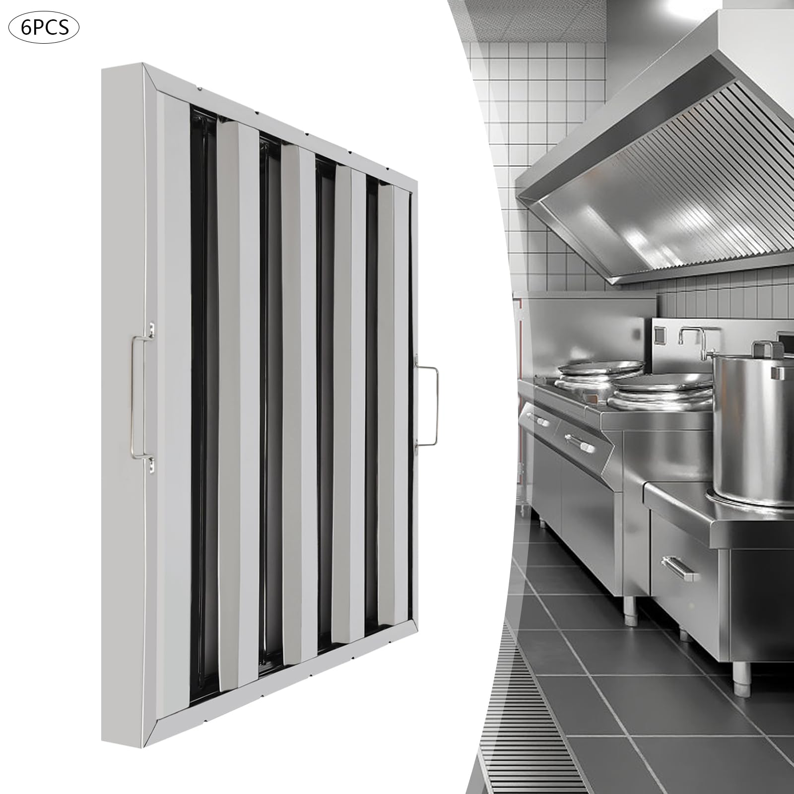 6 Pack Hood Filters, Stainless - Commercial Kitchen Exhaust Hood recension och pris