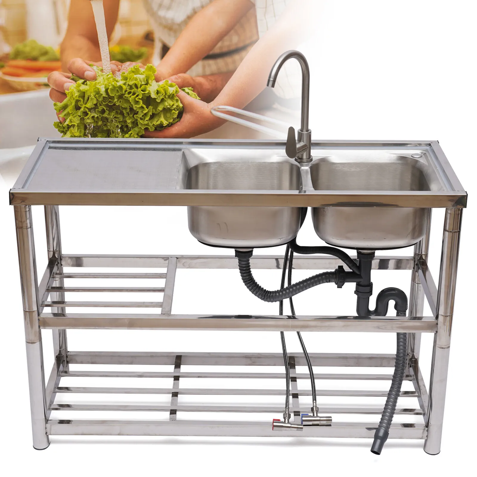 Stainless Steel 2 Compartment  - Commercial Kitchen Double Sink recension och pris