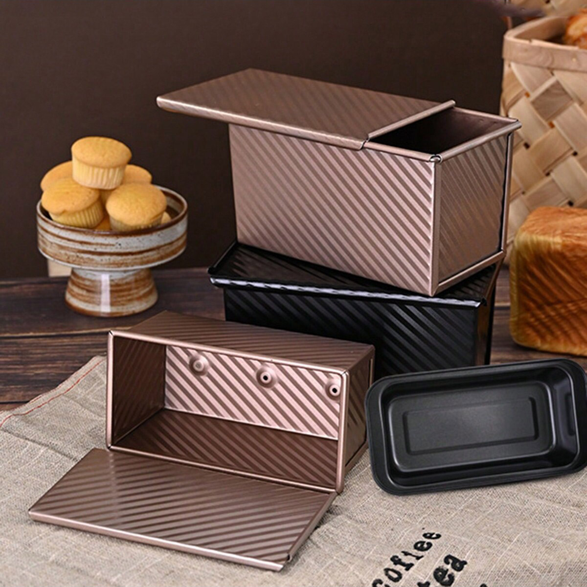 1pc Golden  Loaf Pan with Lid  - Rotary Bakery Oven recension och pris