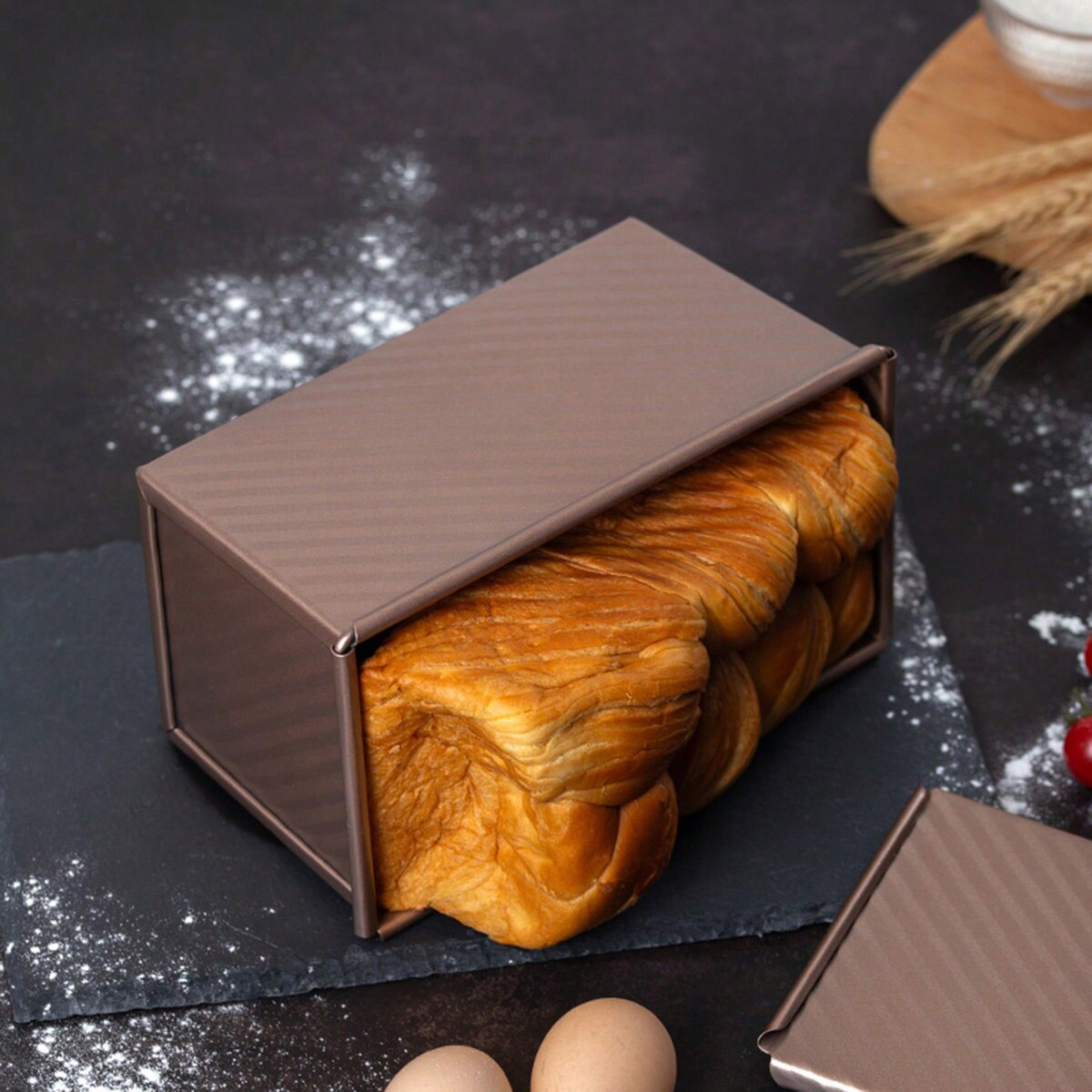 1pc Golden  Loaf Pan with Lid  - Rotary Bakery Oven recension och pris