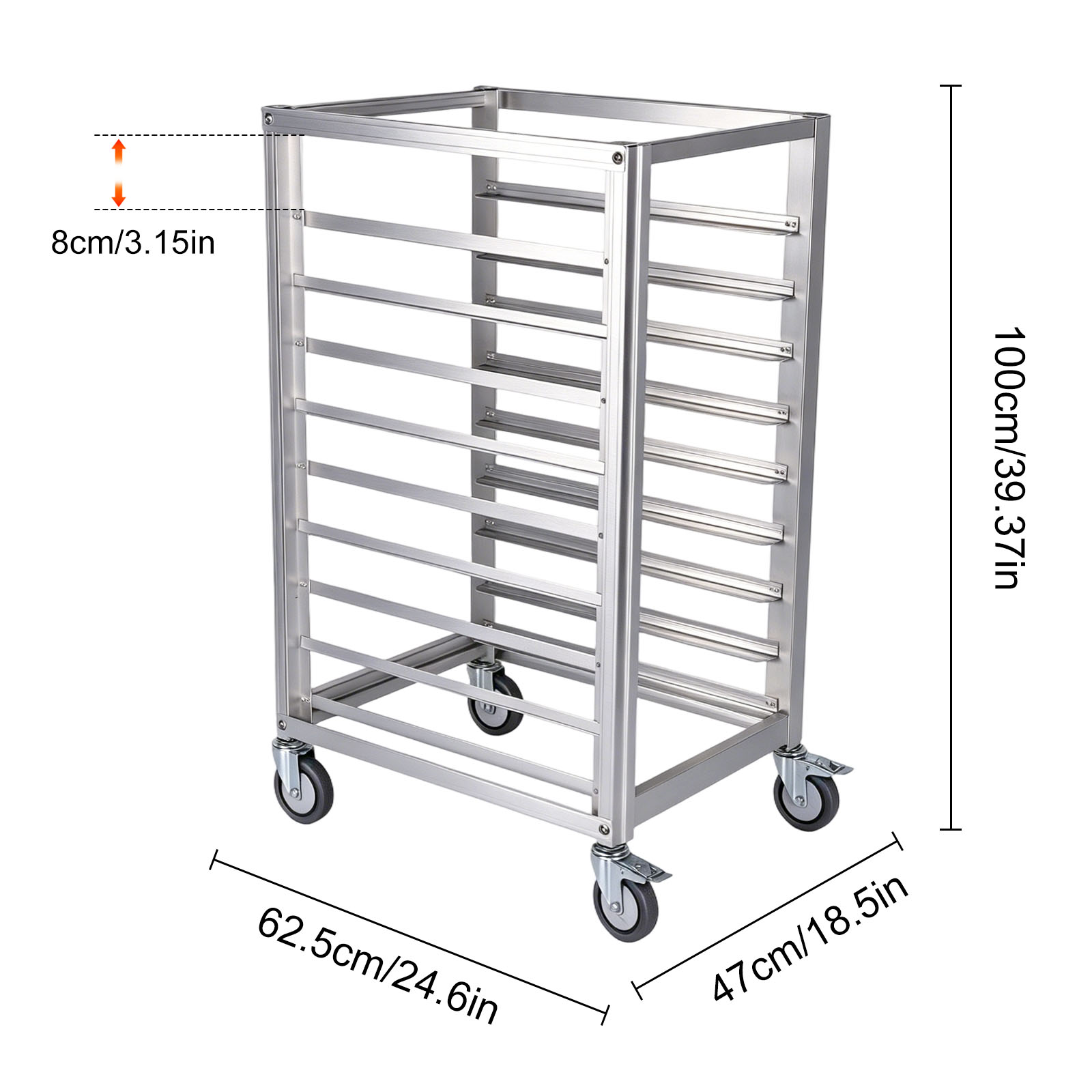 9 Tier 3 Inch Spacing Aluminiu - Commercial Kitchen Quotes recension och pris